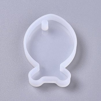 Pendant Silicone Molds, Resin Casting Molds, For UV Resin, Epoxy Resin Jewelry Making, Fish, White, 55x37x7.5mm
