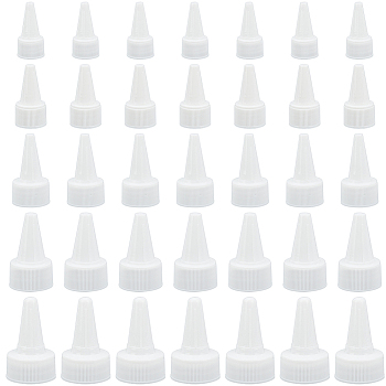 60Pcs 5 Style Plastic Bottle Cap, Squeeze Bottle Tip Screw Cap, Glue Dispensing Bottle Caps, White, 39~57x20~35mm, Inner Diameter: 18~31.5mm, 12pcs/style