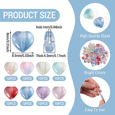 80St&uuml;ck 8 Farben handgefertigte Lampwork-Perlen(LAMP-TA0002-53)-4