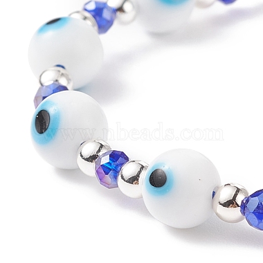 Lampwork Evil Eye & Glass Braided Bead Bracelet(BJEW-TA00157)-4