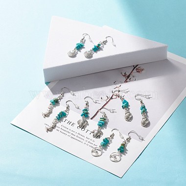 Synthetic Turquoise Chips Beaded Dangle Earrings(EJEW-JE04890-01)-2