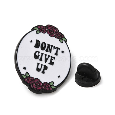 Inspirational Word Don't Give Up & Flower Enamel Pins(JEWB-G032-01C)-3