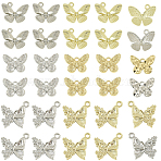 18Pcs 6 Styles Alloy Pendants, Butterfly Charms, Rack Plating, Mixed Color, 12~17x15.5~17.5x2~3.5mm, Hole: 1.5~1.9mm, 3pcs/style(FIND-YW0011-81)