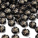 Transparent Acrylic Beads, Flower, Golden Metal Enlaced, Black, 19.5x19.5x7mm, Hole: 1.8mm, about 230pcs/500g(MACR-K359-41C)