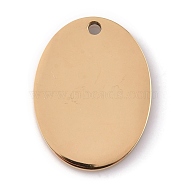 Vacuum Plating 304 Stainless Steel Pendants, Stamping Blank Tag, Laser Cut, Oval, Golden, 20x15x1.5mm, Hole: 1.4mm(STAS-P245-44G)