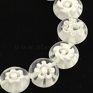 Handmade Millefiori Glass Bead Strands, Flat Round, White, 10x4mm, Hole: 1.2mm, about 40pcs/strand, 14.9 inch(X-LK-R006-15L)