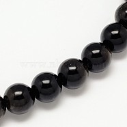 Grade AA Natural Golden Sheen Obsidian Round Beads Strands, 6mm, Hole: 1mm, about 65pcs/strand, 15.7 inch(G-L275-01-6mm)