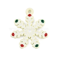 Christmas Theme Spray Painted Alloy Enamel Pendants, Snowflake, 22.5x20x1.5mm, Hole: 1.8mm(ENAM-Z020-01F)