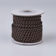 Braided Leather Cords, Round, Saddle Brown, 3mm, about 10yards/roll(WL-P002-02-A)