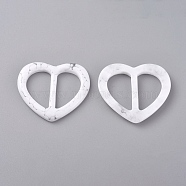 Resin Buckle Clasps, For Webbing, Strapping Bags, Garment Accessories, Heart, White, 48x51.5x5mm, Hole: 17x30mm(RESI-WH0008-24A)