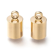 Brass Cord Ends, End Caps, Long-Lasting Plated, Column, Real 24K Gold Plated, 10x6mm, Hole: 1.8mm, Inner Diameter: 5mm(KK-H759-41G-G)