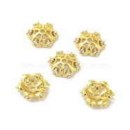 Rack Plating Brass Beads Caps, with Cubic Zirconia, Long-Lasting Plated, Lead Free & Cadmium Free, Flower, Golden, 10x10x3.5mm, Hole: 1.4mm(KK-B088-05C-G)