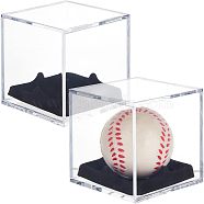 Acrylic Display Boxes with Black Bottom, for Baseball Package, Square, Clear, 8.2x8.2x8.2cm, about 2pcs/set(ODIS-WH0027-023)