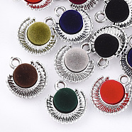 UV Plating Acrylic Pendants, Flocky, Half Round, Mixed Color, Platinum, 21.5x19x11mm, Hole: 3mm(X-FIND-T046-46P)
