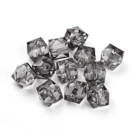 Transparent Acrylic Beads, Faceted, Cube, Light Grey, 8x8x7.5mm, Hole: 1.6mm, about 1730pcs/500g(TACR-Q259-8mm-V70)