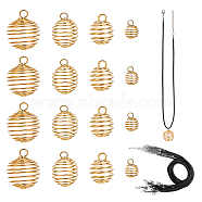 DIY Wire Pendants Necklaces Kits, Including Hollow Iron Wire Pendants and Imitation Leather Cord Necklaces Makings, Golden, 17"x2mm, 24pcs/box(DIY-PH0003-04)