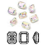 K9 Glass Rhinestone Cabochons, Pointed Back & Back Plated, Faceted, Rectangle, Colorful, 6x8x5mm(RGLA-A025-05A-001PH)