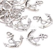 Alloy Pendants, Anchor, Antique Silver, Cadmium Free & Nickel Free & Lead Free, 32x30x3mm, Hole: 4mm(UNKW-EA10918Y-AS-NF)