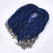 Waxed Cord and Organza Ribbon Necklace Making, with Iron Lobster Claw Clasps, Platinum, Dark Blue, 17.6 inch~17.8 inch(45~45.5cm), 7mm(NCOR-T002-227)