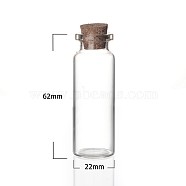 Bead Containers Clear Glass Jar Glass Bottles, with Cork Stopper, Wishing Bottle 22x62mm, Bottleneck: 15mm in diameter, Capacity: 15ml(0.5 fl. oz)(X-CON-Q004)
