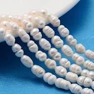 Natural Cultured Freshwater Pearl Beads Strands, with Screw Thread, Rice, Creamy White, 4~5mm, Hole: 0.8mm, about 40pcs/strand, 12.99 inch~13.18 inch(33~33.5cm)(PEAR-L001-G-20-01)