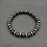 Round Natural Lava Rock Beaded Stretch Bracelets for Women Men(MY8494-10)