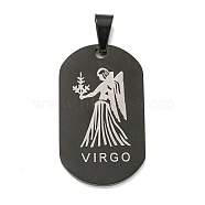 316 Surgical Stainless Steel Pendants, Oval with Constellation Charm, Black, Virgo, 37.5x22x1.9mm, Hole: 7.9x4.8mm(STAS-E212-123EB-02)