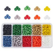 6/0 Frosted Colours & Transparent Glass Seed Beads, Round, Mixed Color, 4x3mm, Hole: 1mm, 10 colors, 200~250pcs/color, 2000~2500pcs/box(SEED-FH0001-01A)