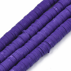 Handmade Polymer Clay Beads Strands, for DIY Jewelry Crafts Supplies, Heishi Beads, Disc/Flat Round, Dark Blue, 6x0.5~1mm, Hole: 1.8mm, about 290~320pcs/strand, 15.75 inch~16.14 inch(40~41cm)(CLAY-R089-6mm-011)