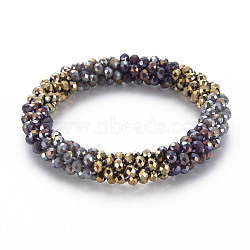 Crochet Glass Beads Braided Stretch Bracelet, Women's Nepel Handmade Jewelry, Dark Goldenrod, Inner Diameter: 1-5/8 inch(4.2cm)(BJEW-T016-08H)