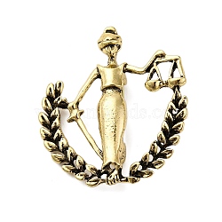 Tibetan Style Alloy Constellation Brooches, Libra, Antique Golden, 43.5x39.5mm(JEWB-I034-37AG)