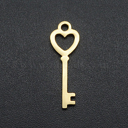 201 Stainless Steel Pendants, Laser Cut, Skeleton Key, Golden, 19.5x6.5x1mm, Hole: 1.6mm(STAS-S105-JA596-1)