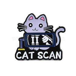 Cat with Word Cat Scan Enamel Pins, Alloy Brooches for Backpack Clothes, WhiteSmoke, 27.5x30mm(JEWB-Q014-03C)