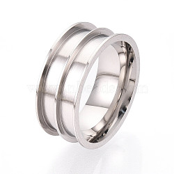 Tarnish Resistant 201 Stainless Steel Ring Core Blank for Inlay Jewelry Making, Double Channel Beveled Edge Ring, Stainless Steel Color, Size 6, Inner Diameter: 16mm(RJEW-ZX002-05-6)