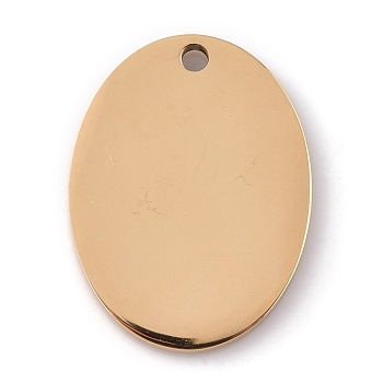 Vacuum Plating 304 Stainless Steel Pendants, Stamping Blank Tag, Laser Cut, Oval, Golden, 20x15x1.5mm, Hole: 1.4mm