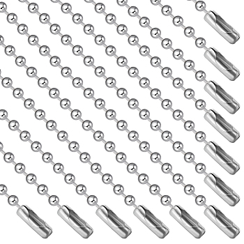 24Pcs 304 Stainless Steel Ball Chain Necklace Making, Stainless Steel Color, 19.69 inch(50cm)