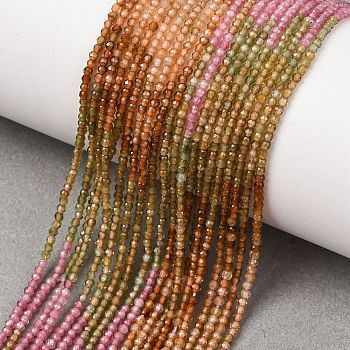 Natural Multicolor Tourmaline Beads Strands, Faceted, Round, Mixed Color, 2.5mm, Hole: 0.5mm, about 158pcs/strand, 15.55 inch(39.5cm)