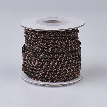 Braided Leather Cords, Round, Saddle Brown, 3mm, about 10yards/roll
