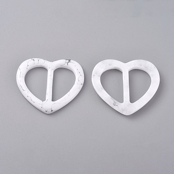 Resin Buckle Clasps, For Webbing, Strapping Bags, Garment Accessories, Heart, White, 48x51.5x5mm, Hole: 17x30mm