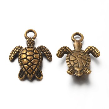 Alloy Charms, Cadmium Free & Nickel Free & Lead Free, Turtle, Antique Bronze, 16x13x3mm, Hole: 1mm