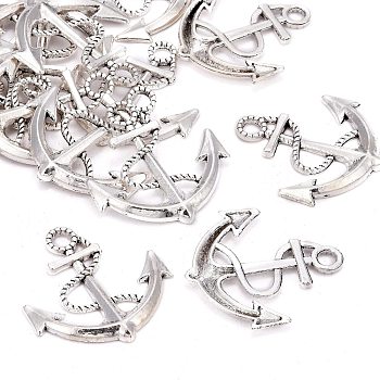 Alloy Pendants, Anchor, Antique Silver, Cadmium Free & Nickel Free & Lead Free, 32x30x3mm, Hole: 4mm