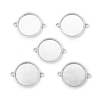 Tibetan Style Alloy Cabochon Connector Settings, Cadmium Free & Lead Free, Plain Edge Bezel Cups, Flat Round, Antique Silver, Tray: 20mm, 29.5x23x2mm, Hole: 2mm, about 454pcs/1000g