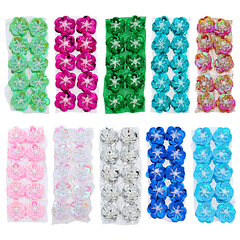 100Pcs 10 Colors Plastic Flower Sequins and Beads for Clothes, Mixed Color, 190x190x8mm, 10pcs/color