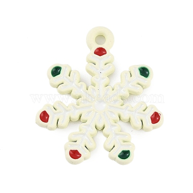 White Snowflake Alloy+Enamel Pendants