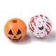 40Pcs 4 Colors Halloween Theme Printed Natural Wooden Beads(WOOD-FS0001-03)-4