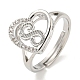 Heart with Letter Rack Plating Brass Micro Pave Cubic Zirconia Adjustable Rings for Women(RJEW-I105-06P-S)-1