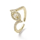 Rack Plating Brass Micro Pave Cubic Zirconia Open Cuff Rings(RJEW-K257-41G)-1