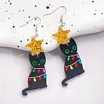Acrylic Dangle Earrings, Cat Shape, 80mm(FS-WG6E261-02)
