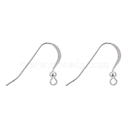 925 Sterling Silver Earring Hooks, Silver, 17x22x2.5mm, Hole: 2mm, Pin: 0.6mm(STER-K167-067S)