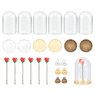 DIY Glass Dome Vial Pendant Making Kit, Including Brass Lace Edge Bezel Cups, Bead Cup Pendant Bails, Glass Dome and Polymer Clay Artifical Flower, Mixed Color(DIY-CA0004-18)